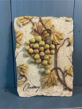 House of CB Green and Gold Chardonnay Grape Wall 3-D Plaque